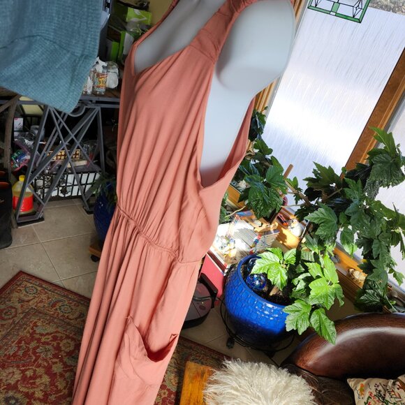 Polagram Lightweight Wide Leg Tank Jumpsuit Terracotta   2X - Picture 4 of 13